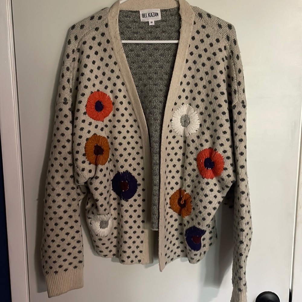Anthropologie Floral Knit Cardigan